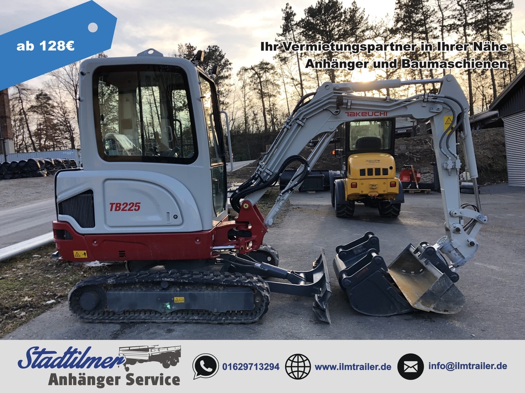 Minibagger Takeuchi TB225 mieten in Stadtilm bei Ilmtrailer